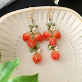 Strawberry Floral Earrings, Unique Strawberry long drop Earrings, Cute Fruit Earrings, Creative Berry Earrings Gift, Handmade Berry Earring